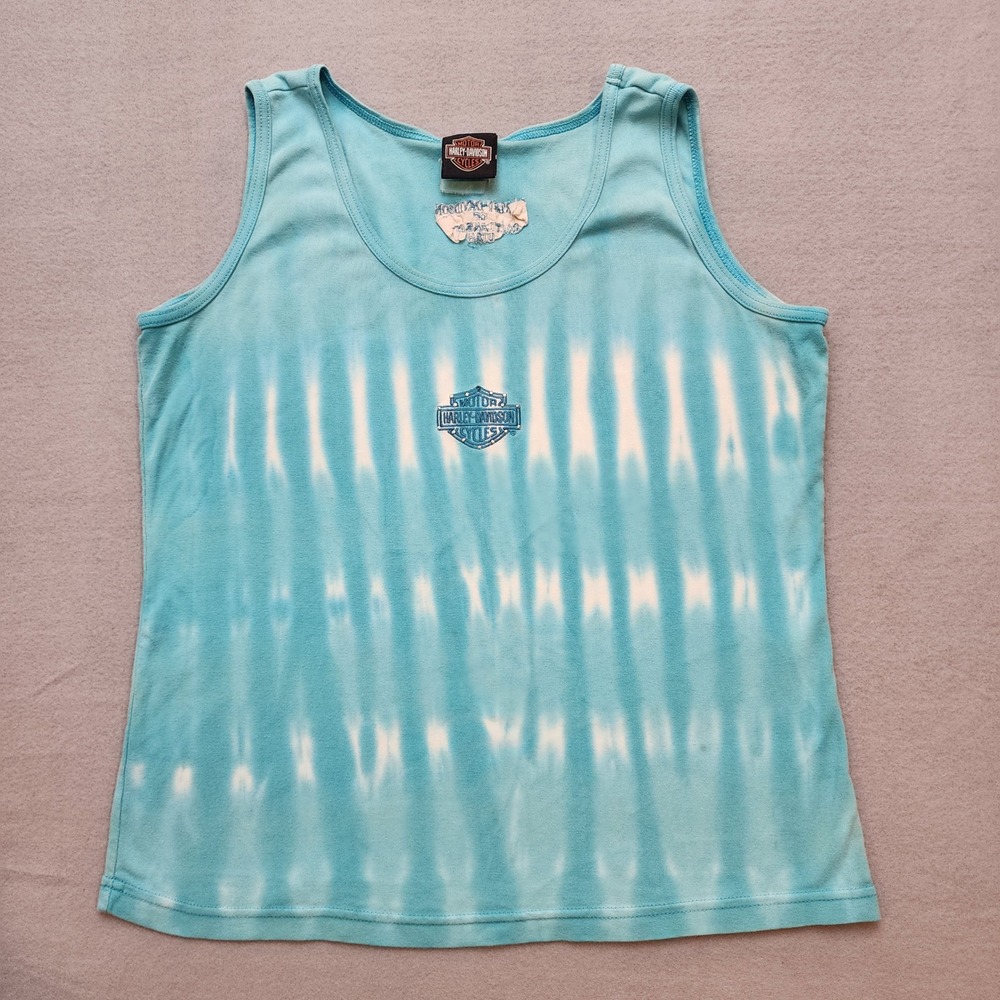 Vintage Harley-Davidson Salt Lake City Tie Dye Studded Tank Top Blue 2006 L
